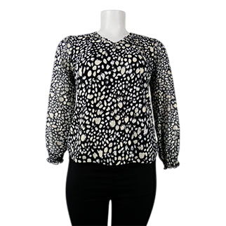 Blouse noire et blanche - femme - Christine Laure - Taille 4 Bon état -  reconditionné disponible sur Label Emmaüs
